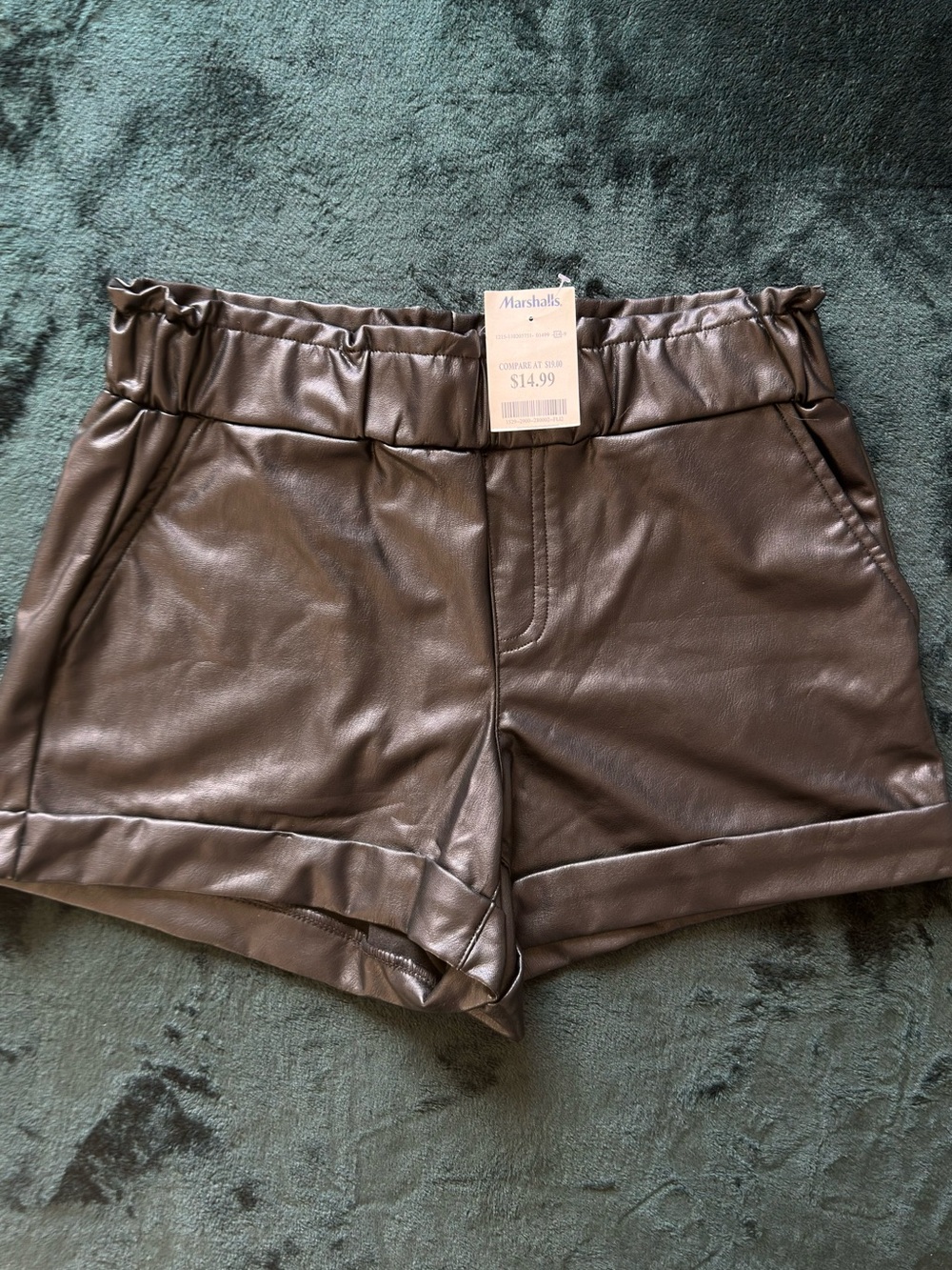 Rewash Faux Leather High Waist Shorts - Black